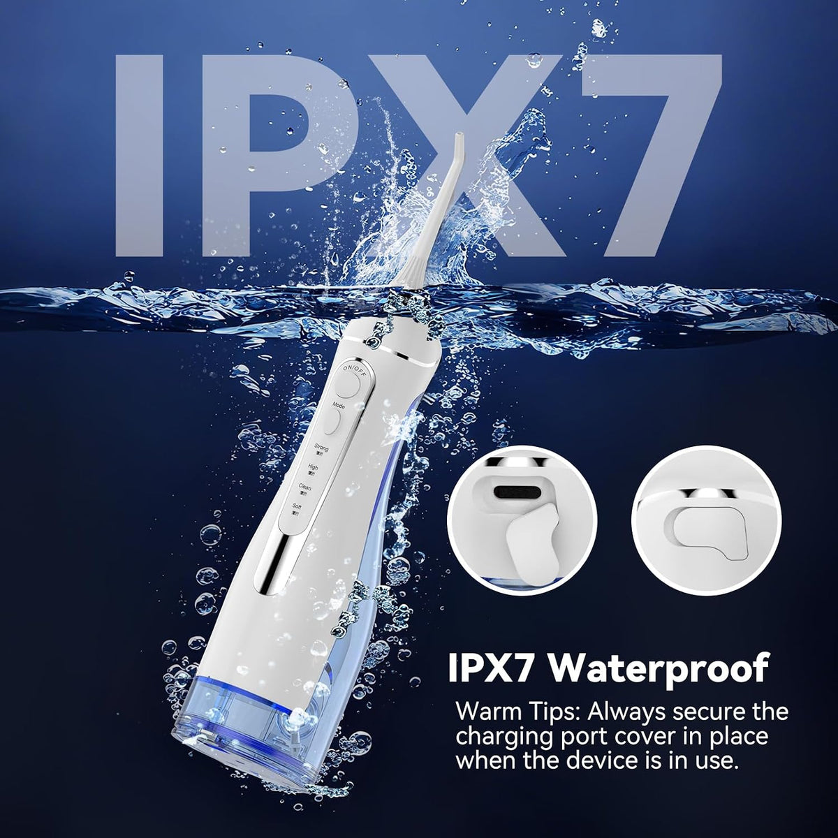 Water Flossers for Teeth Pick, Portable Oral Irrigator Dental with 4 Modes 5 Jet Tips, IPX7 Rechargeable Water Tooth Flosser for Braces Sensitive Gum Care，300Ml Tank for Home Travel Use