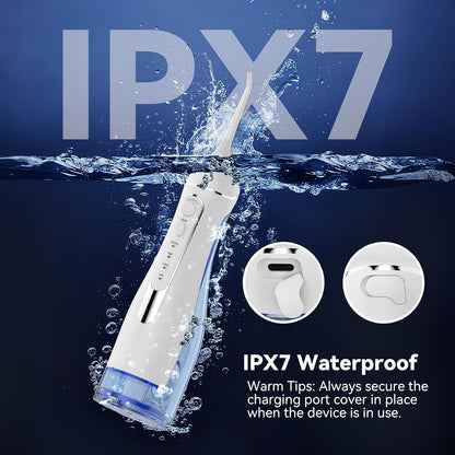 Water Flossers for Teeth Pick, Portable Oral Irrigator Dental with 4 Modes 5 Jet Tips, IPX7 Rechargeable Water Tooth Flosser for Braces Sensitive Gum Care，300Ml Tank for Home Travel Use